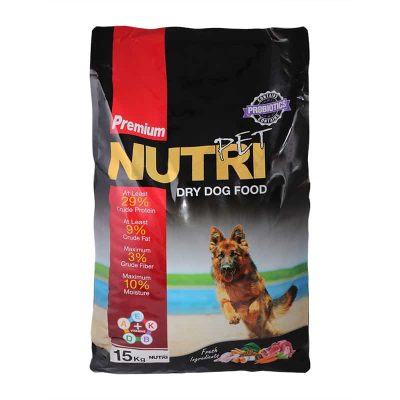 غذای خشک پروبیوتیک سگ نوتری پت Nutri Pet مدل پروتئین 29% وزن 15 کیلوگرم