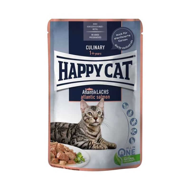 پوچ گربه هپی کت Happy Cat با طعم سالمون مدل Culinary Atlantic Salmon وزن 85 گرم_6616b7b286337.jpeg پوچ گربه هپی کت Happy Cat با طعم سالمون مدل Culinary Atlantic Salmon وزن 85 گرم - تصویر 1