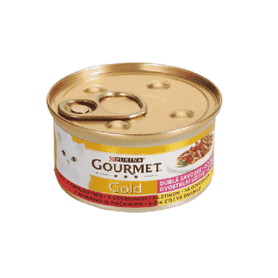 کنسرو گربه گورمت Gourmet گلد با طعم گوشت گوساله و مرغ وزن 85 گرم