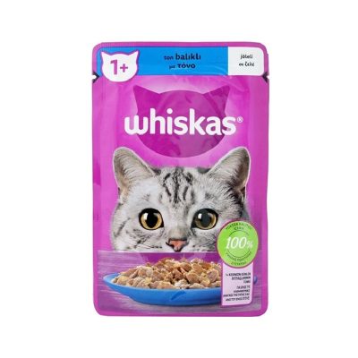 پوچ گربه ویسکاس Whiskas با طعم ماهی تن در ژله وزن 85 گرم