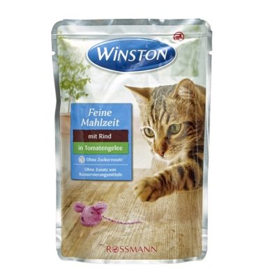 پوچ گربه وینستون Winston طعم گوشت گاو در ژله گوجه فرنگی وزن 100 گرم