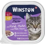 ووم گربه وینستون با طعم مرغ و گوشت گوساله وآلوئه ورا 100 گرم