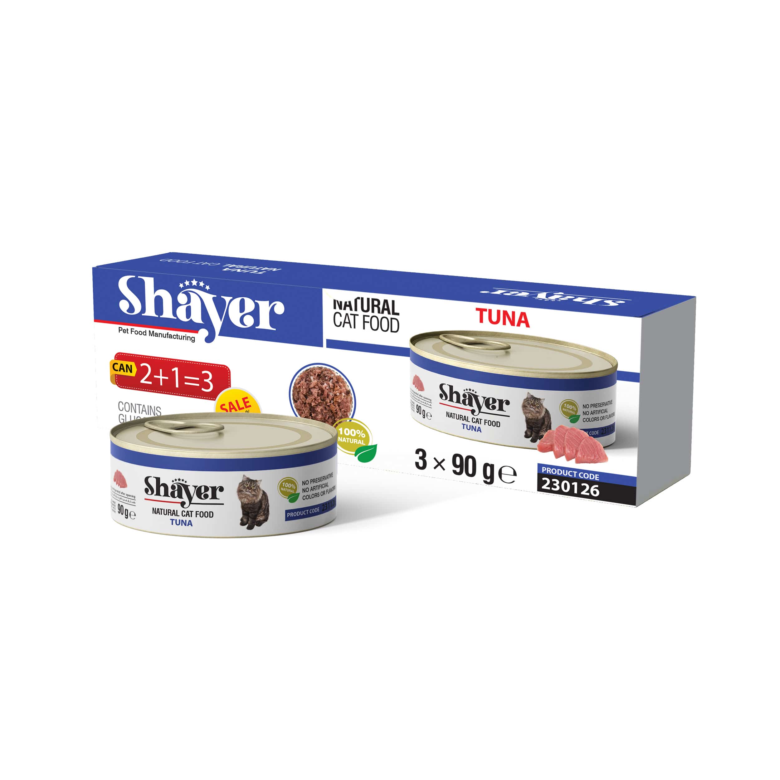 کنسرو گربه نچرال شایر با طعم ماهی تن بسته 3 عددی_684707270516f.jpeg کنسرو گربه نچرال شایر با طعم ماهی تن بسته 3 عددی - تصویر 1