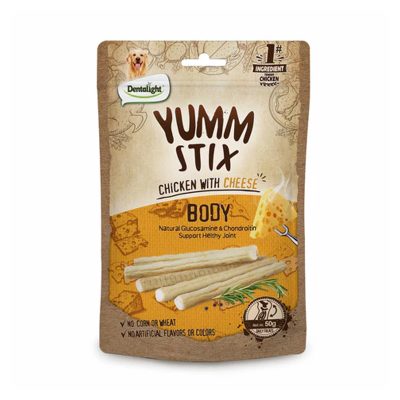 تشویقی سگ یام استیکس دنتالایت Yumm Stix با طعم مرغ و پنیر وزن 50 گرم
